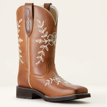 Ariat Women's Brown Flora Broad Square Toe Western Boots with Floral Emboidery