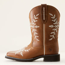 Ariat Women's Brown Flora Broad Square Toe Western Boots with Floral Emboidery