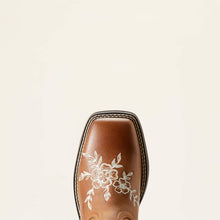 Ariat Women's Brown Flora Broad Square Toe Western Boots with Floral Emboidery