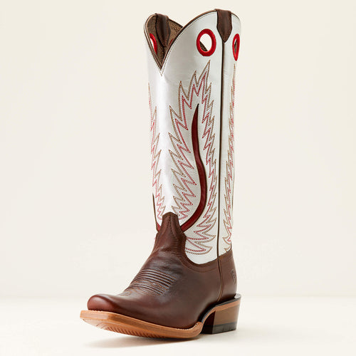 Pard's Western Shop Ariat Women's Rich Java Futurity Fort Worth Blunt Toe Western Boots with Pearly White Tops