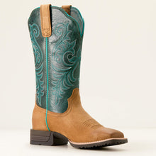 Ariat Women's Acorn Roughout Hybrid Ranch Time Broad Square Toe Western Boots with Deep Teal Tops