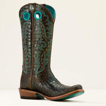 Ariat Women's Brown Croc Print Futurity Boon Blunt Toe Western Boots