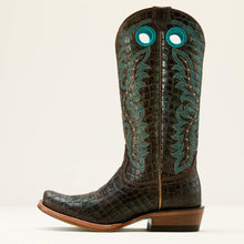 Ariat Women's Brown Croc Print Futurity Boon Blunt Toe Western Boots