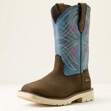 Pard's Western Shop Ariat Women's Dark Brown Activator Waterproof Broad Square Toe Work Boots with Blue Tops