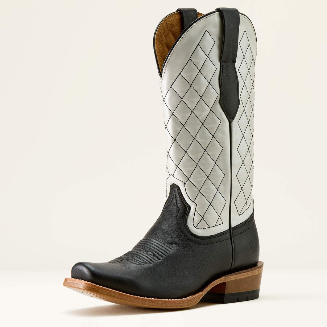 Pard's Western Shop Ariat Women's Black Futurity Denton Blunt Toe Western Boots with Bright Pearl Tops