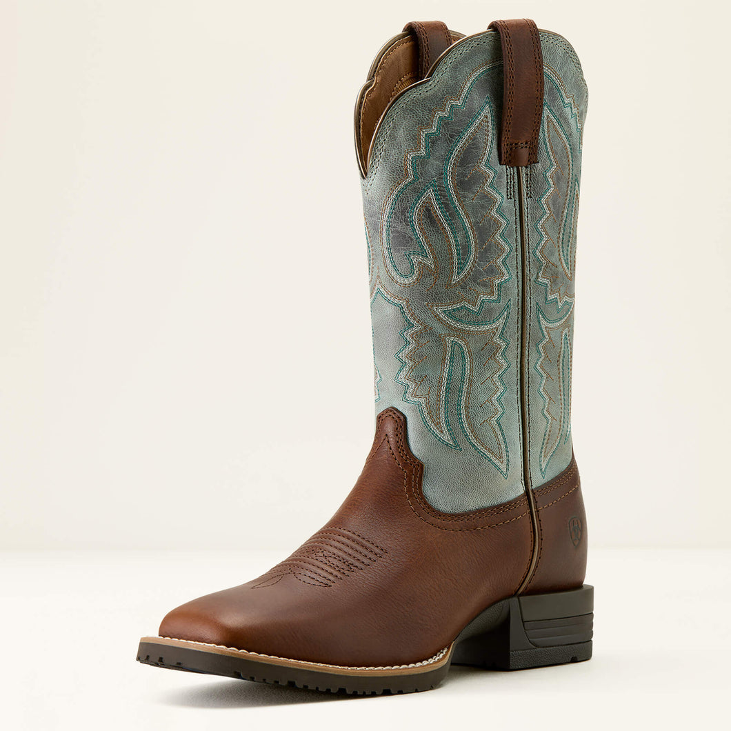 Pard's Western Shop Ariat Women's Brown Hybrid Ranchwork Broad Square Toe Western Boots
