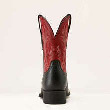Ariat Women's Black Deertan Round Up Filly Broad Square Toe Western Boots with Dark Red Tops