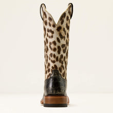 Ariat Women's Frontier Farrah Bronzed Black Croc Print Broad Square Toe Boots with Leopard Print Tops