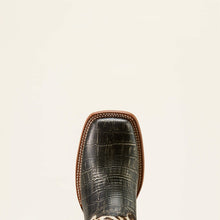 Ariat Women's Frontier Farrah Bronzed Black Croc Print Broad Square Toe Boots with Leopard Print Tops