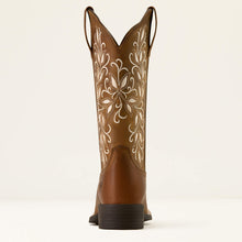 Ariat Women's Brown Round Up Holly Broad Square Toe Western Boots with Floral Embroidered Tops