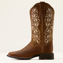 Ariat Women's Brown Round Up Holly Broad Square Toe Western Boots with Floral Embroidered Tops