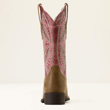 Ariat Women's Brown Round Up Ruidoso Broad Square Toe Western Boots with Dusty Rose Tops