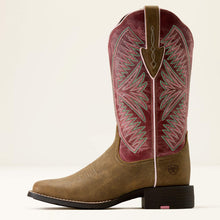 Ariat Women's Brown Round Up Ruidoso Broad Square Toe Western Boots with Dusty Rose Tops