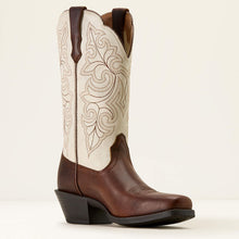 Ariat Women's Vintage Carmel Round Up Blunt Toe Western Boots with Distressed Ivory Tops