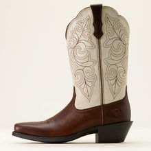 Ariat Women's Vintage Carmel Round Up Blunt Toe Western Boots with Distressed Ivory Tops