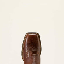 Ariat Women's Brown Round Up Holly Broad Square Toe Western Boots with Metallic Turquoise Tops