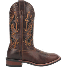 Laredo Women's Brown Square Toe Lockhart Boots with Black Sequin Inlay Tops & Nailhead Accents