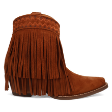 Dingo Women's Brown Suede Tapadero Snip Toe Bootie with Fringe