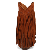 Dingo Women's Brown Suede Tapadero Snip Toe Bootie with Fringe