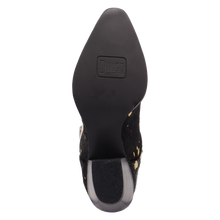 Dingo Women's Take No Bull Black Hair on Hide Snip Toe Boots with Metalic Tops