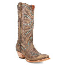 Pard's Western Shop Dan Post Women's Honey Mesa Snip Toe Boots with Turquoise Inlay Stitching