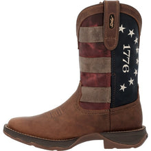 Durango® Brown Lady Rebel Broad Square Toe Western Boots with America 250 Flag Tops
