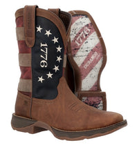 Durango® Brown Lady Rebel Broad Square Toe Western Boots with America 250 Flag Tops