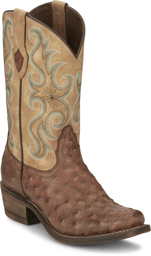 Pard's Western Shop Nocona Hero Collection Tan Ostrich Print Narrow Square Toe Western Boots for Women