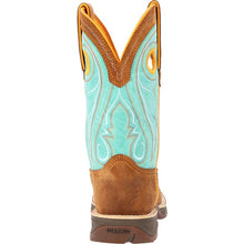 Durango Women's Dusty Brown Lady Rebel Broad Square Toe Western Boots with Sky Blue Tops