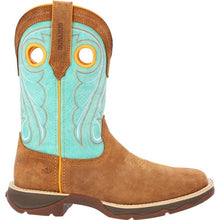 Durango Women's Dusty Brown Lady Rebel Broad Square Toe Western Boots with Sky Blue Tops