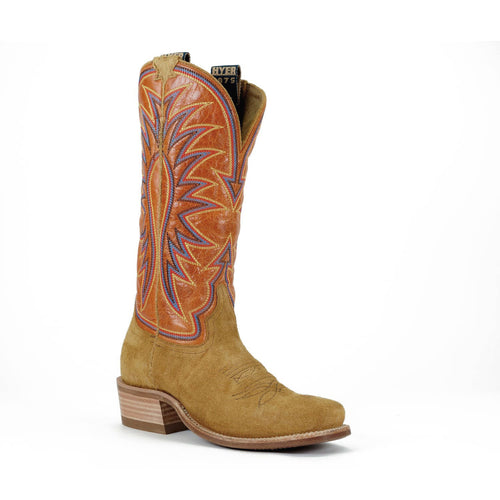 Hyer Ladies Rose Hill Bronze Roughout Cutter Toe Western Boots with Tangerine Tops