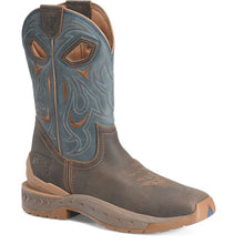Pard's Western Shop Double H Men's Brown Emperor Phantom Rider Broad Square Toe Roper Boots with Blue Tops