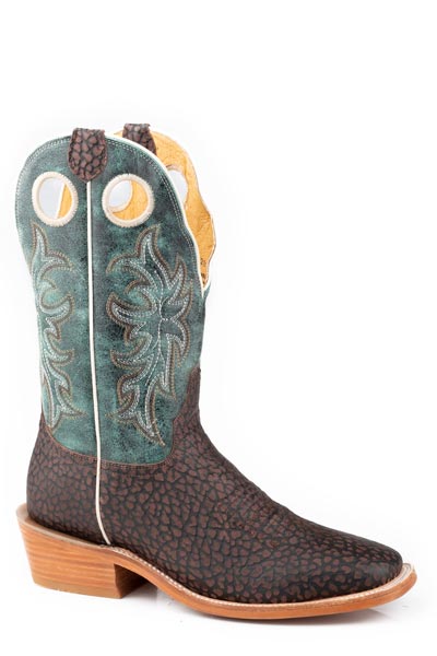 Roper Footwear Men's Brown Bullhide Print Roughstock Broad Square Toe ...