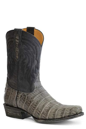 Pard's Western Shop Roper Footwear Men's Grey Caiman Tail Narrow Square Toe Western Boots