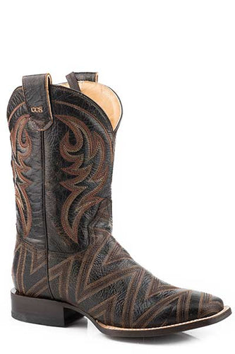 Pard's Western Shop   Men's Roper Footwear Brown Criss Cross Square Toe Boots with Concealed Carry System
