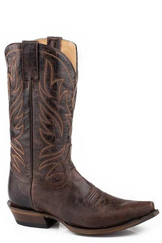 Pard's Western Shop Roper Footwear Marbled Brown Snip Toe Western Boots for Men