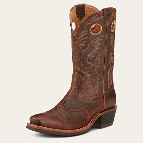 Pard's Western Shop Ariat Men's Brown Oiled Rowdy Heritage Roughstock Blunt Toe Cowboy Boots