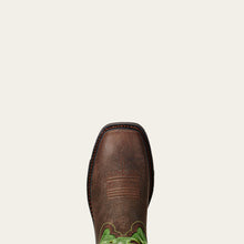 Ariat Men's Brown VentTEK Workhog Broad Square Toe Work Boots with Green Tops