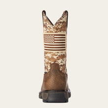 Ariat Men's Brown Patriot Workhog Broad Square Steel Toe Work Boots with Tan Camo Tops