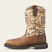 Ariat Men's Brown Patriot Workhog Broad Square Steel Toe Work Boots with Tan Camo Tops