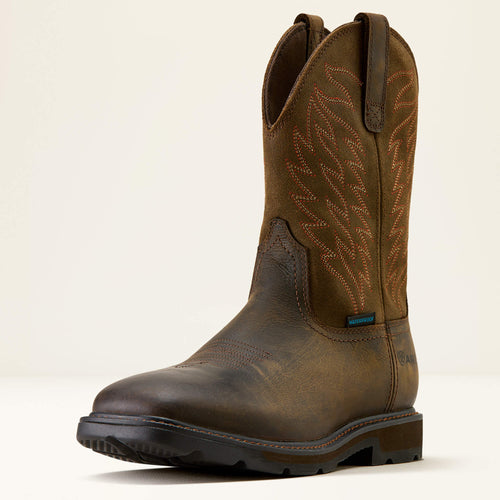 Pard's Western Shop Ariat Men's Dark Brown Groundbreaker Broad Square Toe Waterproof Work Boots