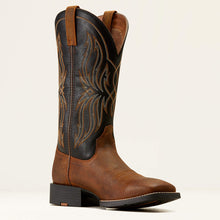 Ariat Men's Brown Sport Rustler Broad Square Toe Cowboy Boots with Black Tops