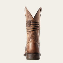 Ariat Men's Weathered Tan Circuit Patriot Broad Square Toe Cowboy Boots with Embroidered American Flag on the Tops