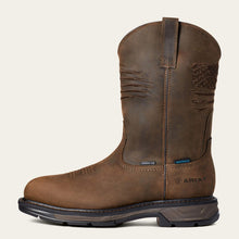 Ariat Men's Distressed Brown Workhog XT Patriot Waterproof Broad Square Carbon Toe Work Boots