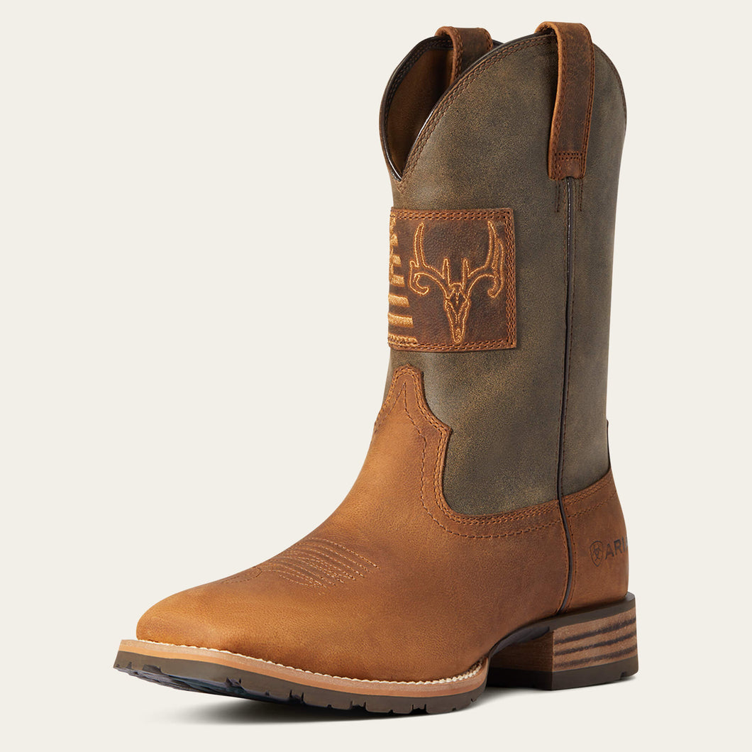 Pard's Western Shop Ariat Men's Brown Hybrid Patriot Country Broad Square Toe Western Boots