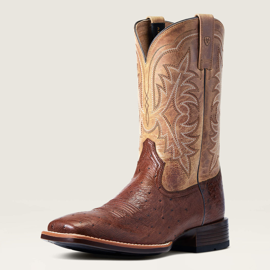 Pard's Western Shop Ariat Men's Brown Smooth Ostrich Night Life Ultra Broad Square Toe Western Boots