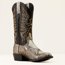 Ariat Men's Natural Python J-Toe Cowboy Boots with Fancy Stitched Tops