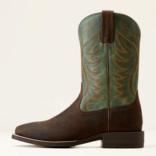 Ariat Men's Brown Amos Broad Square Toe Cowboy Boots with Surf Green Tops