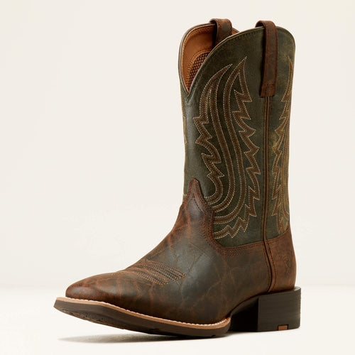 Pard's Western Shop Ariat Men's Sport Big Country Mahogany Elephant Print Broad Square Toe Cowboy Boots with Forest Green Tops