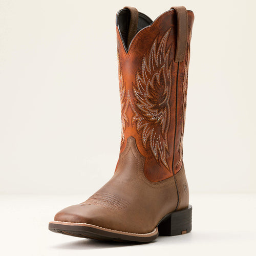 Pard's Western Shop Ariat Men's Vintage Oak Sport Rider Broad Square Toe Cowboy Boots with Rustic Orange Tops